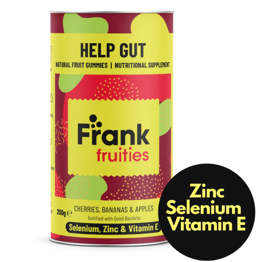 frank-fruties-cink-selen-vitamin-e Vitamin Gummies Frank Fruities Help Gut with Cherries, Bananas & Apples - 200 gr.